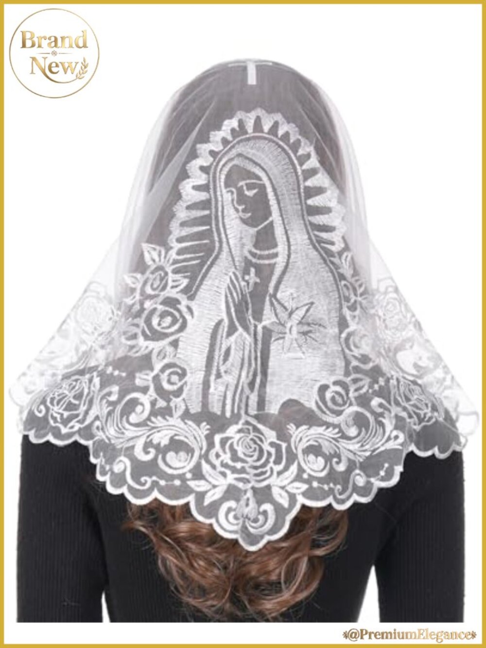 White Floral Lace Catholic Mantilla Chapel Veil Women Wedding